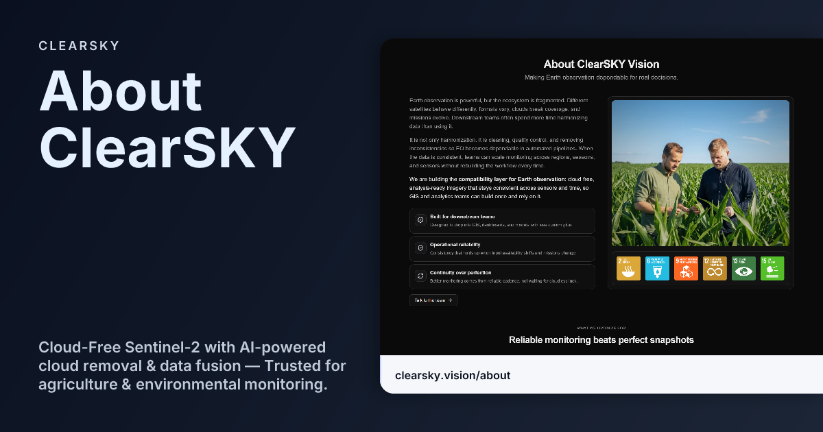 About ClearSKY - Making Earth Observation Reliable | ClearSKY Vision